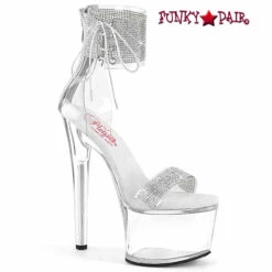 PLEASER Passion-727RS, 7" Rhinestones Ankle Cuff Platform Sandal CLEARANCE -Funky Lingerie Outlet passion 727rs csc 54669.1675963991