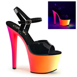 Pleaser | Rainbow-309UV, 7 Inch Sandal With Multi-Color Platform