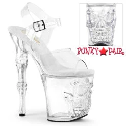 RAPTURE-808, 8" Clear Platform With Skull And Bones Accent By Pleaser -Funky Lingerie Outlet rapture 808 c 87627.1732259281