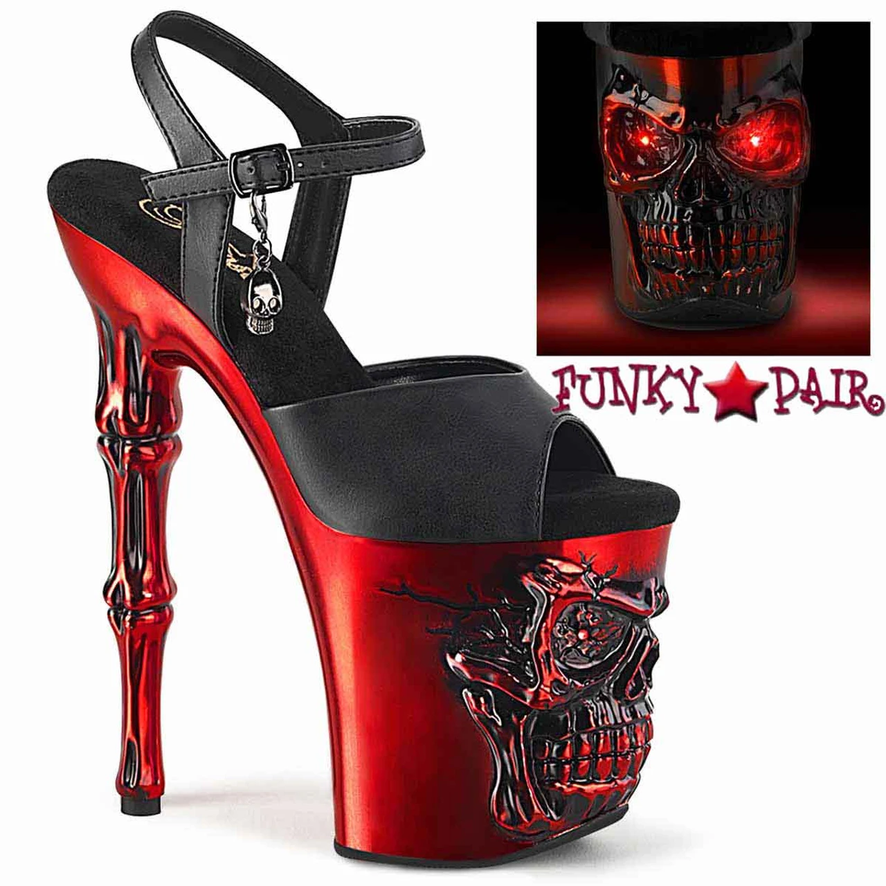 PLEASER RAPTURE-809-LT, Skull Sculpted With Light-up Eyes Ankle Strap Sandal CLEARANCE 7 PLEASER RAPTURE-809-LT, Skull Sculpted With Light-up Eyes Ankle Strap Sandal CLEARANCE - Image 5