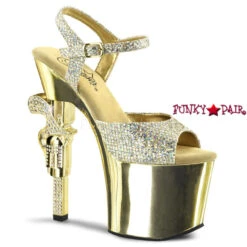 PLEASER Revolver-709G, 7 Inch Glitter Gun Dancer Heels -Funky Lingerie Outlet revolver 709g gg 14423.1530005272