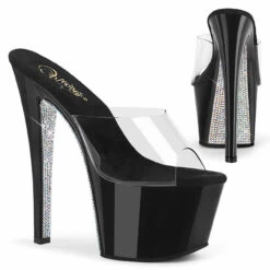 PLEASER SKY-301CRS, 7" Platform Slide With Rhinestones