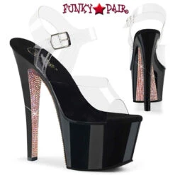 Pleaser Sky-308CRS, 7 Inch Clear Rhinestone Platform Sandal -Funky Lingerie Outlet sky 308crs cbchars 52003.1698903027
