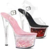 PLEASER SKY-308WHG, 7 Inch Ankle Strap With Flowing Glitters In Platform -Funky Lingerie Outlet sky 308whg 25075.1595353588