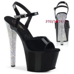 Pleaser | Sky-309CHRS, 7 Inch Rhinestones Platform Ankle Strap Sandal