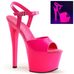 PLEASER Sky-309UV, 7" Neon UV Reactive Ankle Strap Sandal