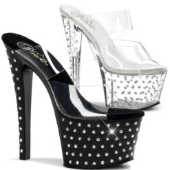 Stardust-702, 7" Rhinestones Studded Dancer Shoes By Pleaser