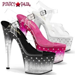 Pleaser | Stardust-708T, 7 Inch Sandal With Rhinestones And Tinted -Funky Lingerie Outlet stardust 708t FP 95793.1691188886