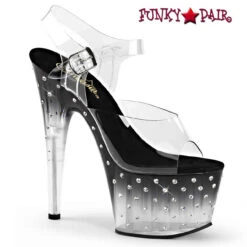 Pleaser | Stardust-708T, 7 Inch Sandal With Rhinestones And Tinted -Funky Lingerie Outlet stardust 708t cbc 68433.1691188913