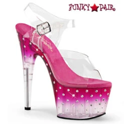 Pleaser | Stardust-708T, 7 Inch Sandal With Rhinestones And Tinted -Funky Lingerie Outlet stardust 708t cpnc 56853.1691188918