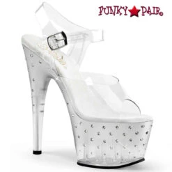 Pleaser | Stardust-708T, 7 Inch Sandal With Rhinestones And Tinted -Funky Lingerie Outlet stardust 708t cs 76844.1691188909