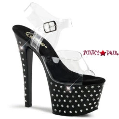 Pleaser | Stardust-708, 7 Inch Rhinestone Chrome Exotic Dancer Shoes -Funky Lingerie Outlet stardust 708 cb 92905.1611177988