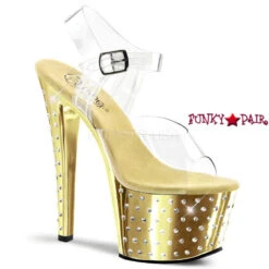 Pleaser | Stardust-708, 7 Inch Rhinestone Chrome Exotic Dancer Shoes -Funky Lingerie Outlet stardust 708 cgch 96790.1611177988