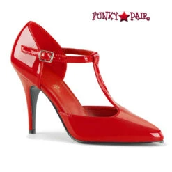 Pleaser | Vanity-415, 4 Inch T-strap Pump CLEARANCE -Funky Lingerie Outlet vanity 415 r 41974.1645574571