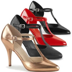 Pleaser | Vanity-415, 4 Inch T-strap Pump CLEARANCE